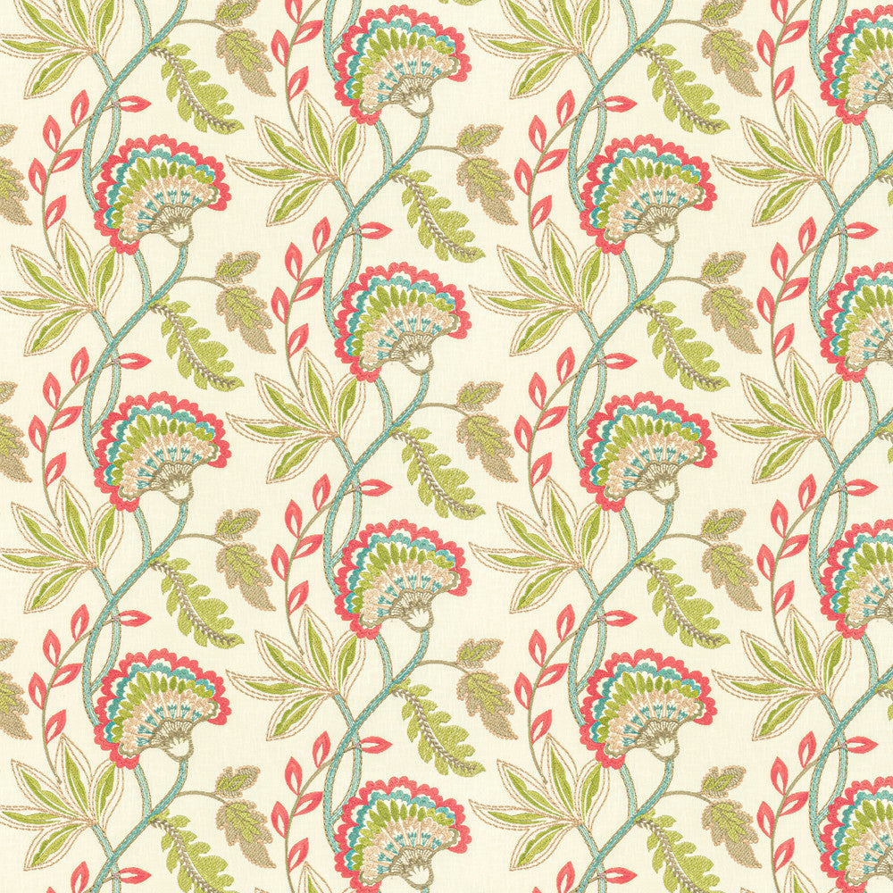 Roost 1 Strawberry by Stout Designer Fabric COMFORTABLE LIVING PETAL/PUNCH 100%POL %CEMB INDIA Horizontal: 17.000 and Vertical: 9.000 51 in - Swanky Fabrics -