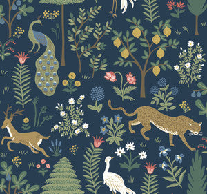 Menagerie Blue & Brown Wallpaper by Rifle Paper Co.