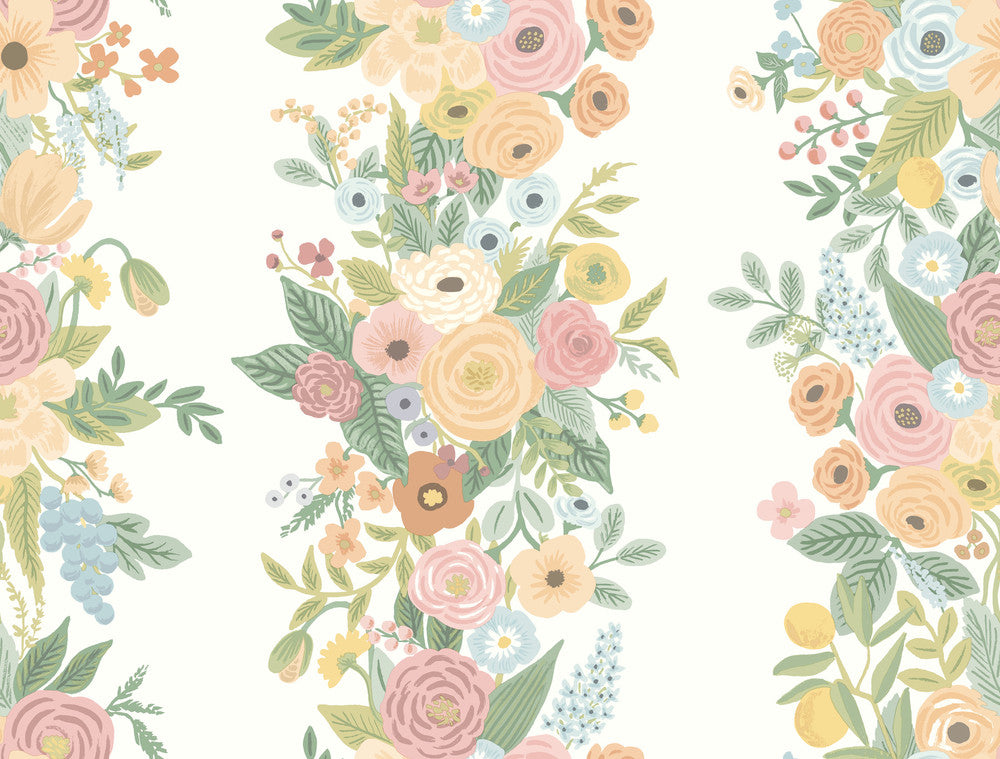 Garden Party Trellis White & Pale Pink Wallpaper by Rifle Paper Co. Rifle Paper Co. Second Edition Covers about 60.8 square feet 27-in by 27-ft long roll Unpasted 20.5 - Fabric Carolina -