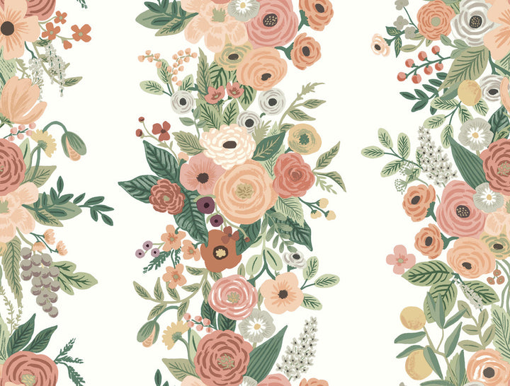 Garden Party Trellis White & Light Pink Wallpaper by Rifle Paper Co. Rifle Paper Co. Second Edition Covers about 60.8 square feet 27-in by 27-ft long roll Unpasted 20.5 - Fabric Carolina -