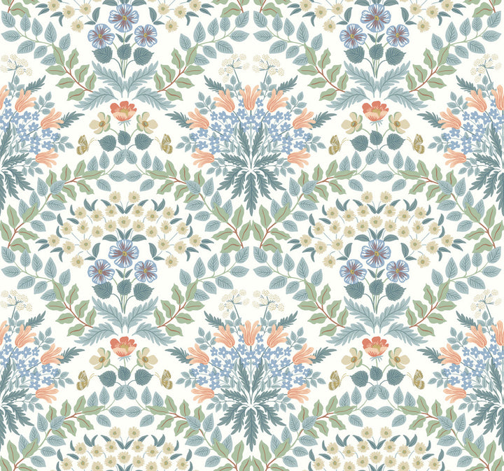 Bramble White & Green Wallpaper by Rifle Paper Co. Rifle Paper Co. Second Edition Covers about 60.8 square feet 27-in by 27-ft long roll Unpasted 25.25 - Fabric Carolina -