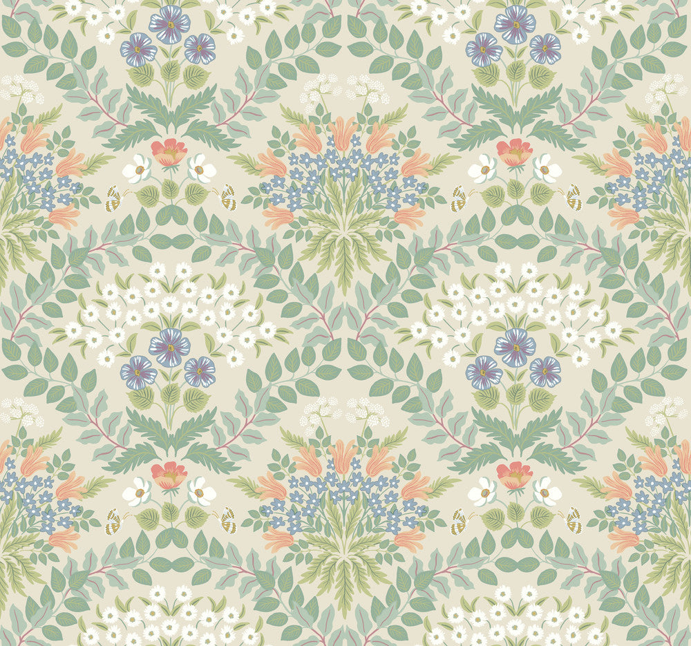 Bramble Beige & Green Wallpaper by Rifle Paper Co. Rifle Paper Co. Second Edition Covers about 60.8 square feet 27-in by 27-ft long roll Unpasted 25.25 - Fabric Carolina -