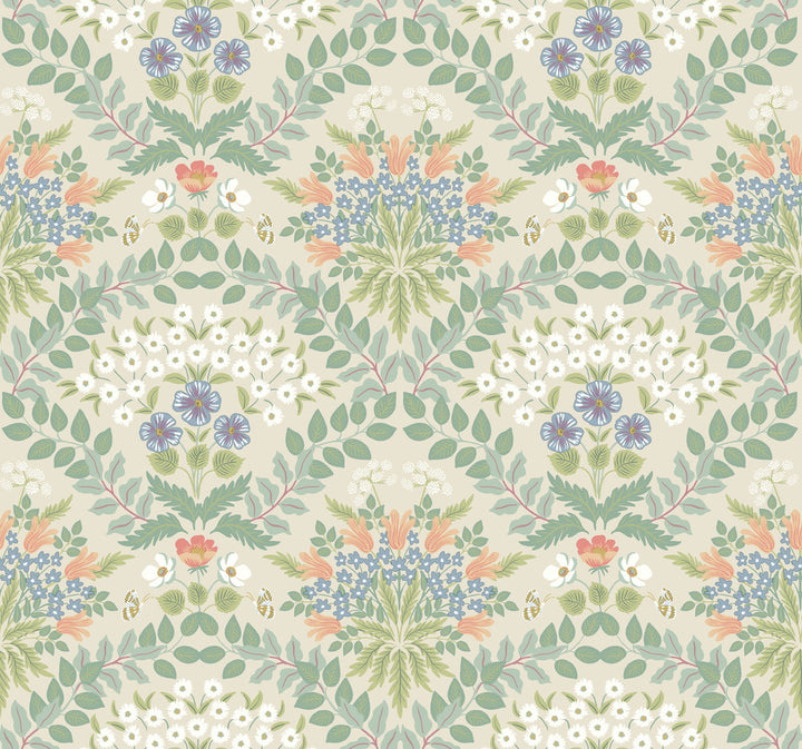 Bramble Beige & Green Wallpaper by Rifle Paper Co. Rifle Paper Co. Second Edition Covers about 60.8 square feet 27-in by 27-ft long roll Unpasted 25.25 - Fabric Carolina -