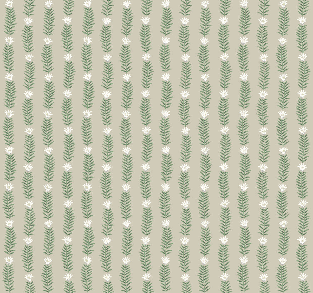 Eden Beige & Green Wallpaper by Rifle Paper Co. Rifle Paper Co. Second Edition Covers about 60.8 square feet 27-in by 27-ft long roll Unpasted 25.25 - Fabric Carolina -