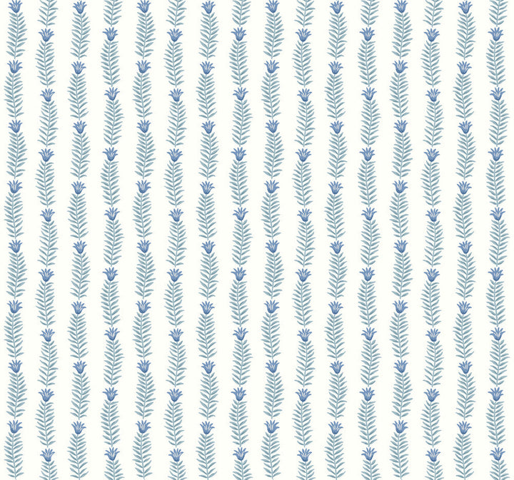 Eden White & Blue Wallpaper by Rifle Paper Co. Designer Rifle Paper Co. Second Edition Covers about 60.8 square feet 27-in by 27-ft long roll Unpasted 25.25 - Swanky Fabrics -