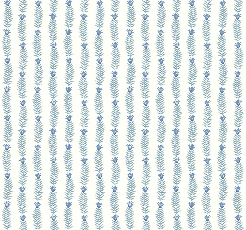 Eden White & Blue Wallpaper by Rifle Paper Co. Rifle Paper Co. Second Edition Covers about 60.8 square feet 27-in by 27-ft long roll Unpasted 25.25 - Fabric Carolina -