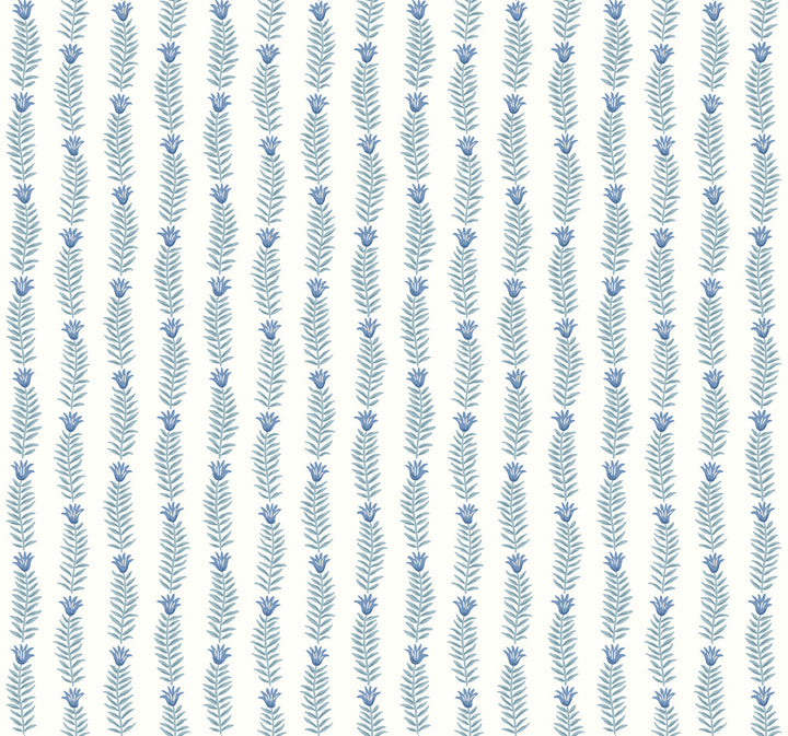 Eden White & Blue Wallpaper by Rifle Paper Co. Rifle Paper Co. Second Edition Covers about 60.8 square feet 27-in by 27-ft long roll Unpasted 25.25 - Fabric Carolina -