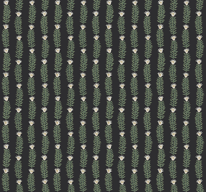 Eden Black & Green Wallpaper by Rifle Paper Co. Rifle Paper Co. Second Edition Covers about 60.8 square feet 27-in by 27-ft long roll Unpasted 25.25 - Fabric Carolina -