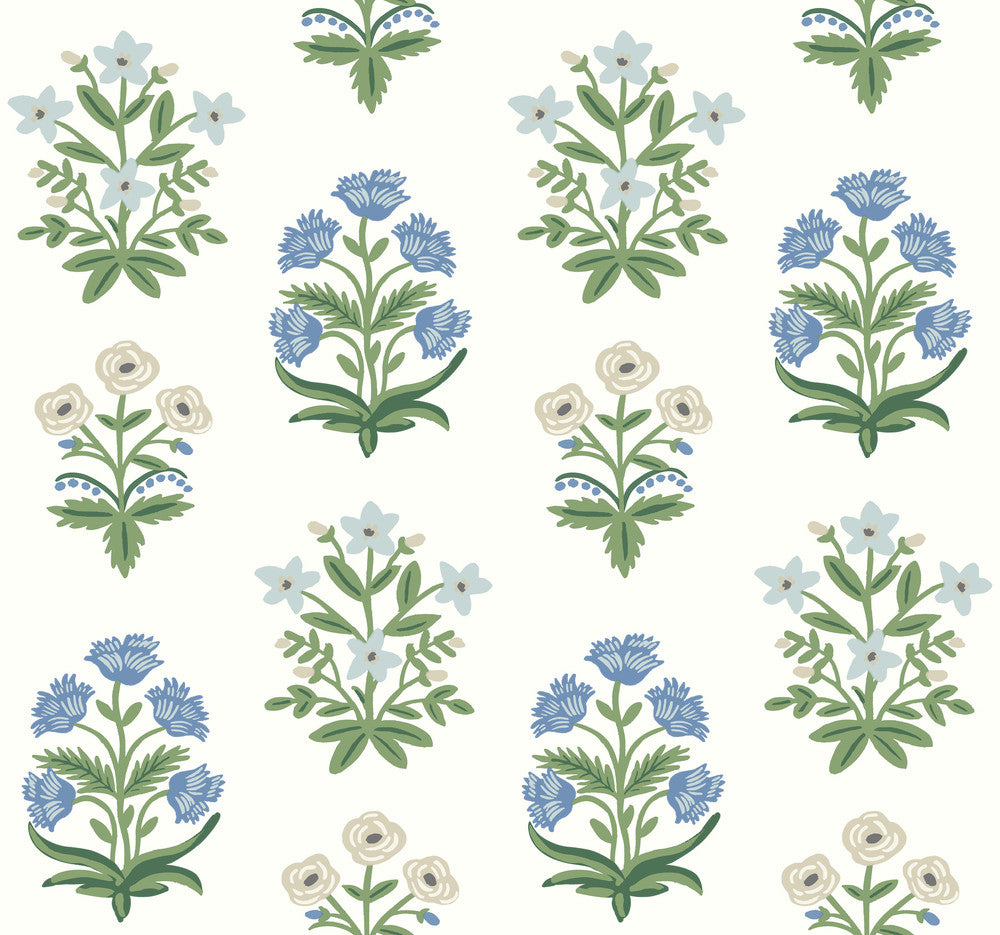 Mughal Rose White & Purple Wallpaper by Rifle Paper Co. Rifle Paper Co. Second Edition Covers about 60.8 square feet 27-in by 27-ft long roll Unpasted 25.25 - Fabric Carolina -