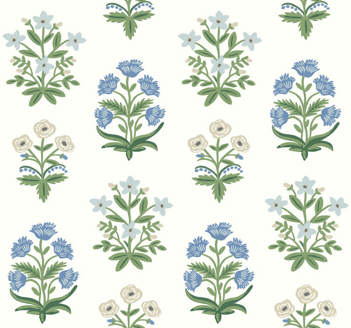 Mughal Rose White & Purple Wallpaper by Rifle Paper Co. Rifle Paper Co. Second Edition Covers about 60.8 square feet 27-in by 27-ft long roll Unpasted 25.25 - Fabric Carolina -