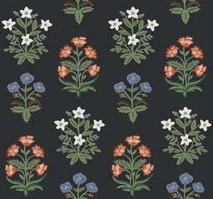 Mughal Rose Black & Pink Wallpaper by Rifle Paper Co.