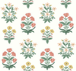 Mughal Rose White & Pink Wallpaper by Rifle Paper Co.