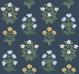 Mughal Rose Blue & Purple Wallpaper by Rifle Paper Co.