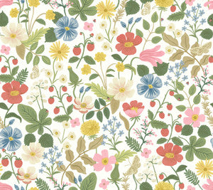 Strawberry Fields White & Red Wallpaper by Rifle Paper Co.