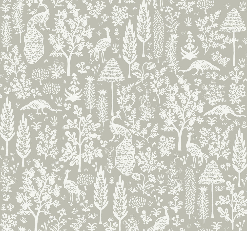 Menagerie Toile Black Wallpaper by Rifle Paper Co. Rifle Paper Co. Second Edition Covers about 60.8 square feet 27-in by 27-ft long roll Unpasted 25.25 - Fabric Carolina -