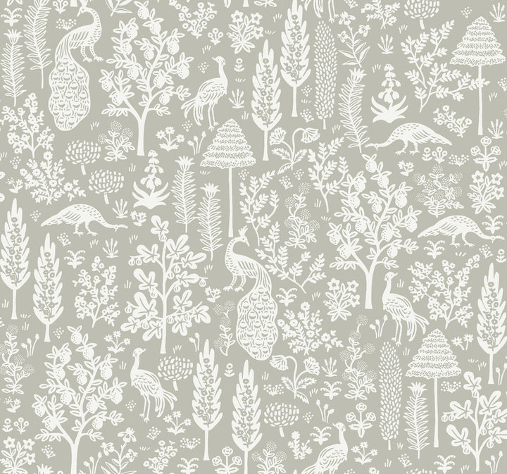 Menagerie Toile Black Wallpaper by Rifle Paper Co. Rifle Paper Co. Second Edition Covers about 60.8 square feet 27-in by 27-ft long roll Unpasted 25.25 - Fabric Carolina -