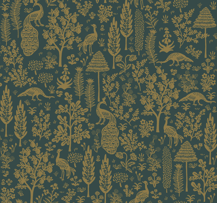 Menagerie Toile Brown Wallpaper by Rifle Paper Co. Rifle Paper Co. Second Edition Covers about 60.8 square feet 27-in by 27-ft long roll Unpasted 25.25 - Fabric Carolina -