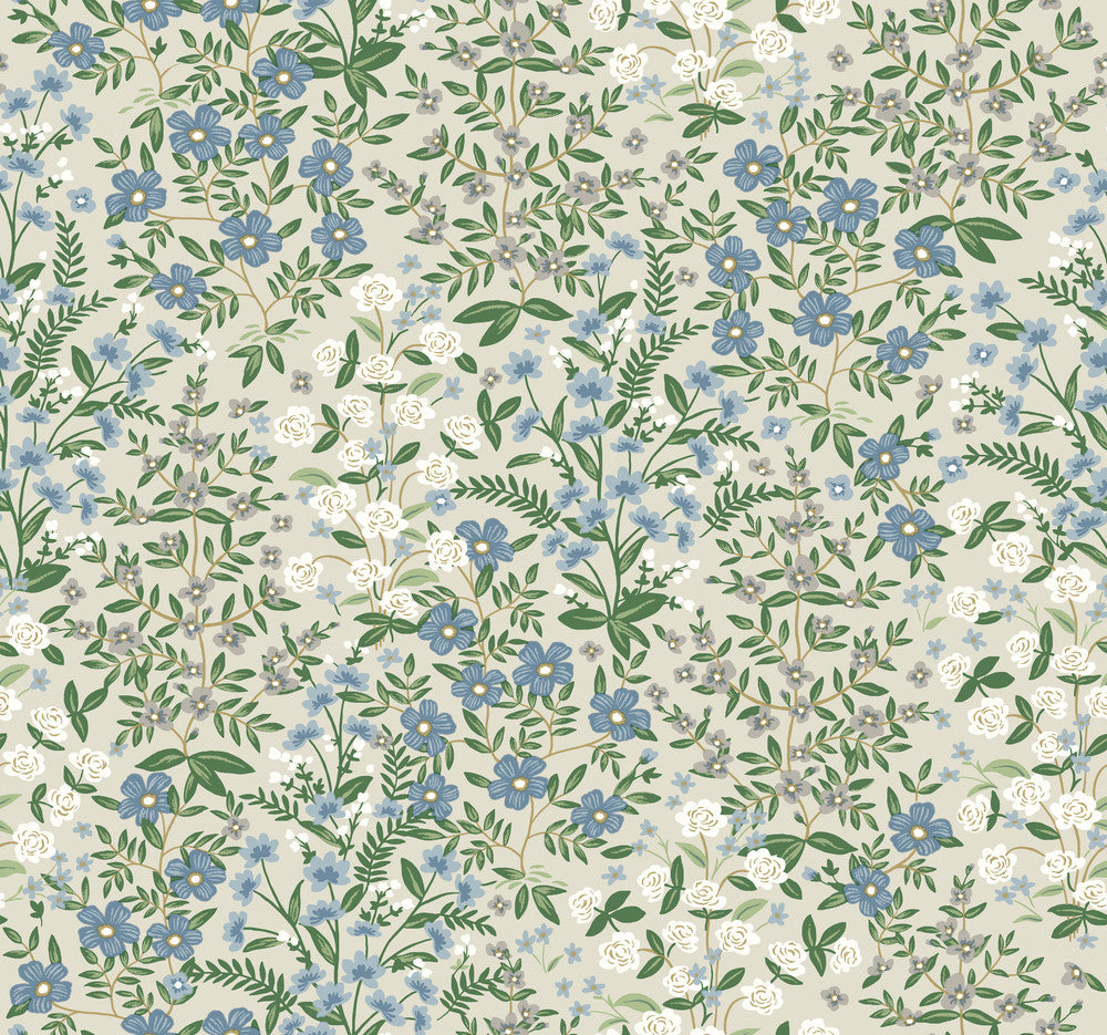 Wildwood Garden Beige & Green Wallpaper by Rifle Paper Co. Rifle Paper Co. Second Edition Covers about 60.8 square feet 27-in by 27-ft long roll Unpasted 25.25 - Fabric Carolina -
