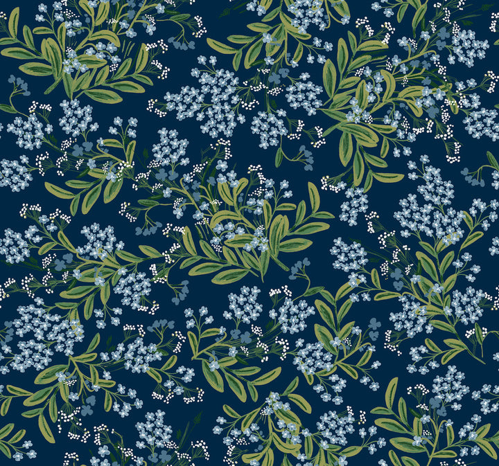 Cornflower Purple & Green Wallpaper by Rifle Paper Co. Rifle Paper Co. Second Edition Covers about 60.8 square feet 27-in by 27-ft long roll Unpasted 25.25 - Fabric Carolina -
