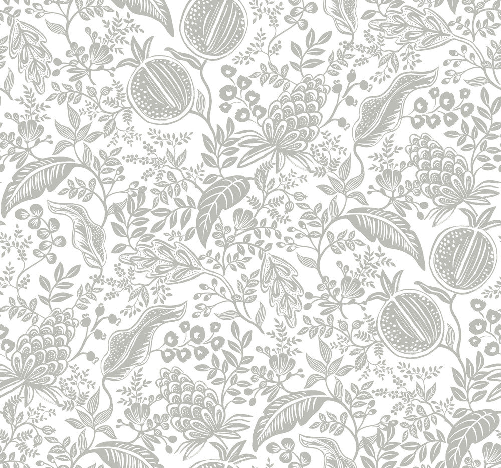 Pomegranate White & Black Wallpaper by Rifle Paper Co. Rifle Paper Co. Second Edition Covers about 60.8 square feet 27-in by 27-ft long roll Unpasted 25.25 - Fabric Carolina -