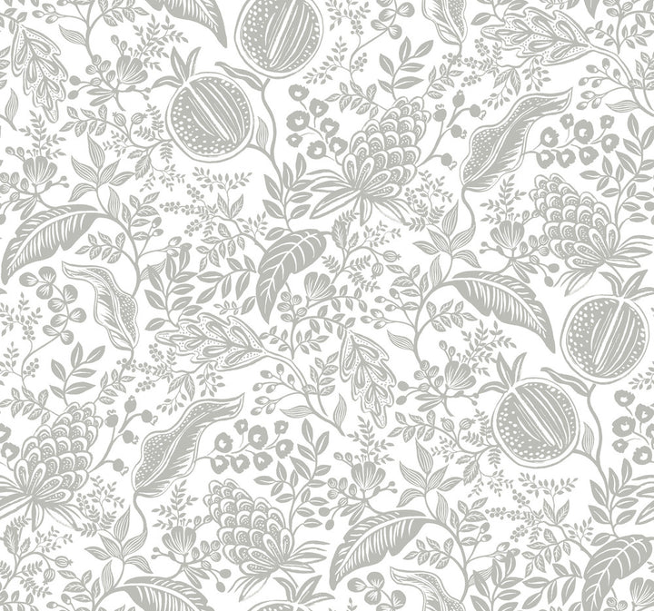 Pomegranate White & Black Wallpaper by Rifle Paper Co. Rifle Paper Co. Second Edition Covers about 60.8 square feet 27-in by 27-ft long roll Unpasted 25.25 - Fabric Carolina -