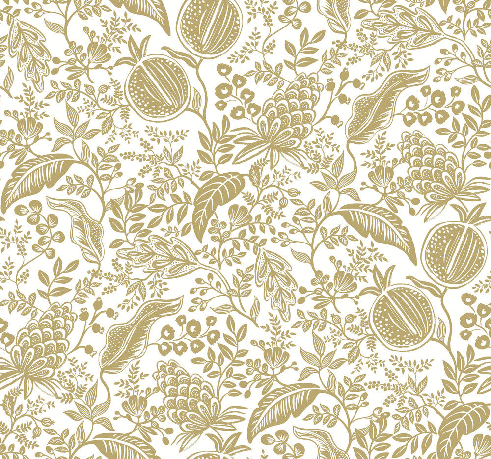 Pomegranate White Wallpaper by Rifle Paper Co. Rifle Paper Co. Second Edition Covers about 60.8 square feet 27-in by 27-ft long roll Unpasted 25.25 - Fabric Carolina -