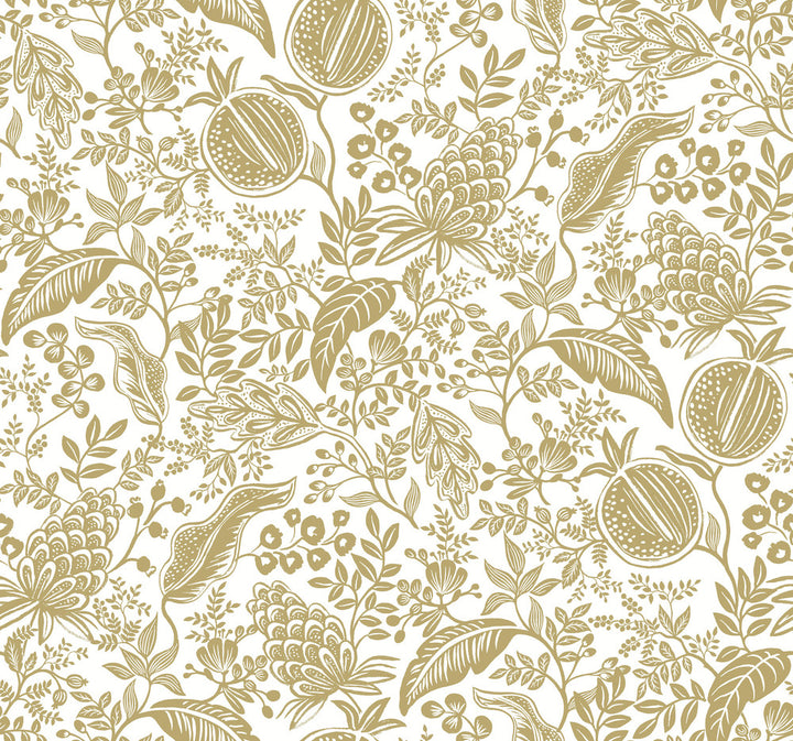 Pomegranate White Wallpaper by Rifle Paper Co. Rifle Paper Co. Second Edition Covers about 60.8 square feet 27-in by 27-ft long roll Unpasted 25.25 - Fabric Carolina -