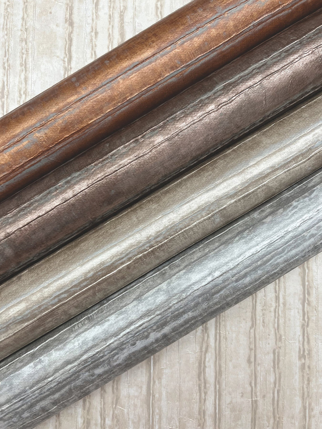 Vintage Tin Brushed Nickel Wallpaper by Ronald Redding Designer