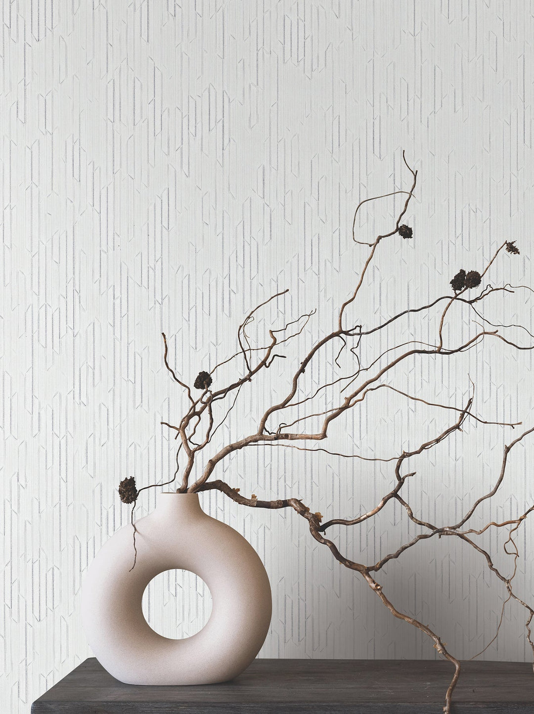 Calliope Optic White Wallpaper by Ronald Redding Designer