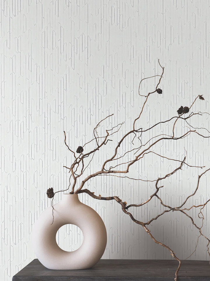 Calliope Optic White Wallpaper by Ronald Redding Designer