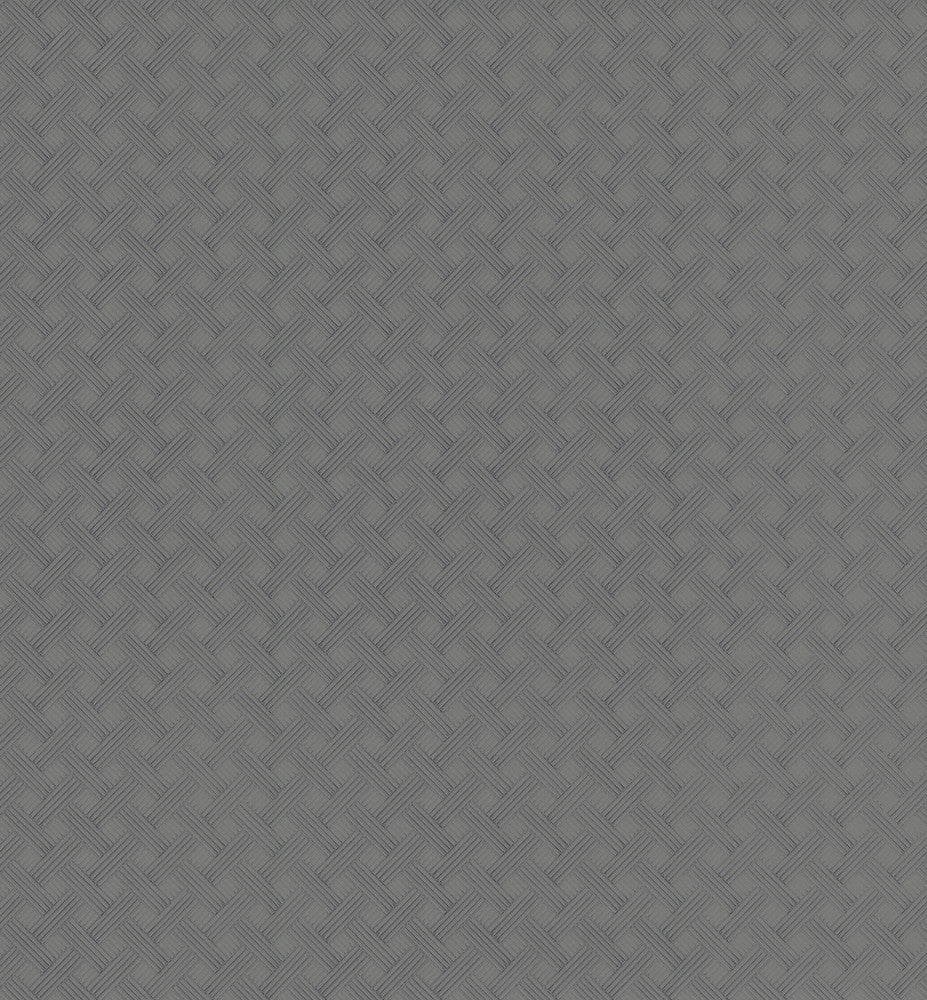Wickwork Graphite Wallpaper by Ronald Redding Industrial Interiors III Covers about 13 square feet Unpasted 5.2-in repeat, straight match 52-in by 3-ft long roll - Fabric Carolina -