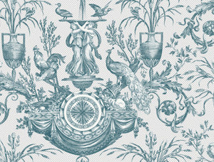 Avian Fountain Toile Jade Wallpaper by York Wallcoverings