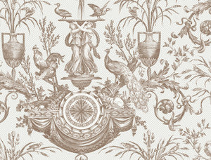Avian Fountain Toile Mink Wallpaper by York Wallcoverings