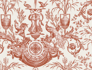 Avian Fountain Toile Brick Wallpaper by York Wallcoverings