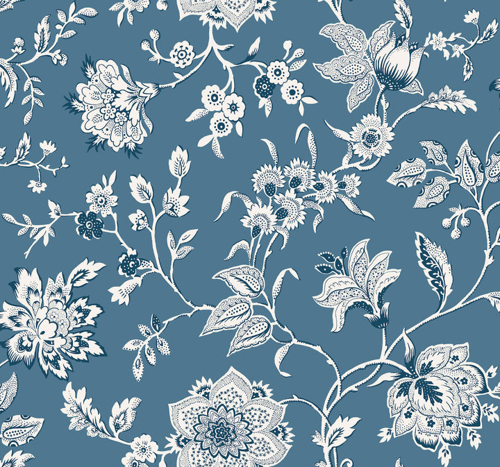 Sutton Blue Wallpaper by York Wallcoverings Toile Resource Library Covers about 60.8 square feet 27-in by 27-ft long roll Unpasted 25.25 - Fabric Carolina -