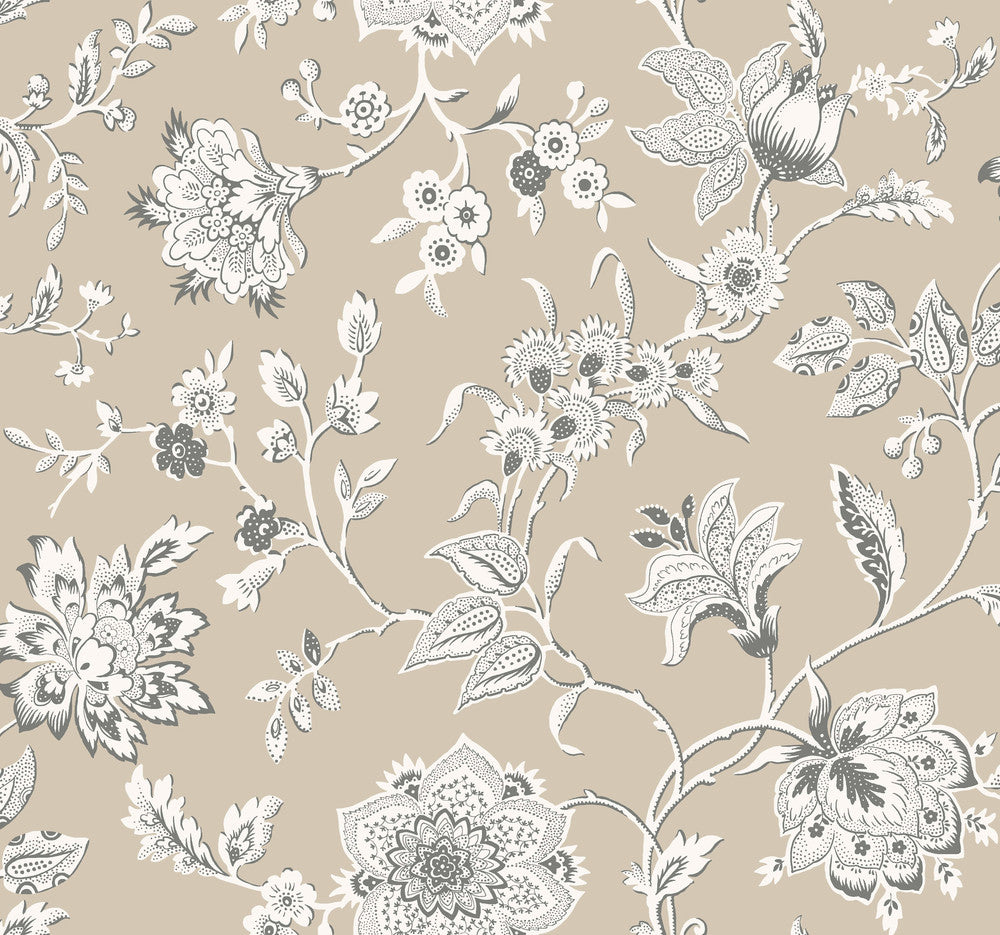 Sutton Taupe Wallpaper by York Wallcoverings Toile Resource Library Covers about 60.8 square feet 27-in by 27-ft long roll Unpasted 25.25 - Fabric Carolina -