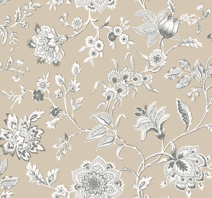 Sutton Taupe Wallpaper by York Wallcoverings Toile Resource Library Covers about 60.8 square feet 27-in by 27-ft long roll Unpasted 25.25 - Fabric Carolina -