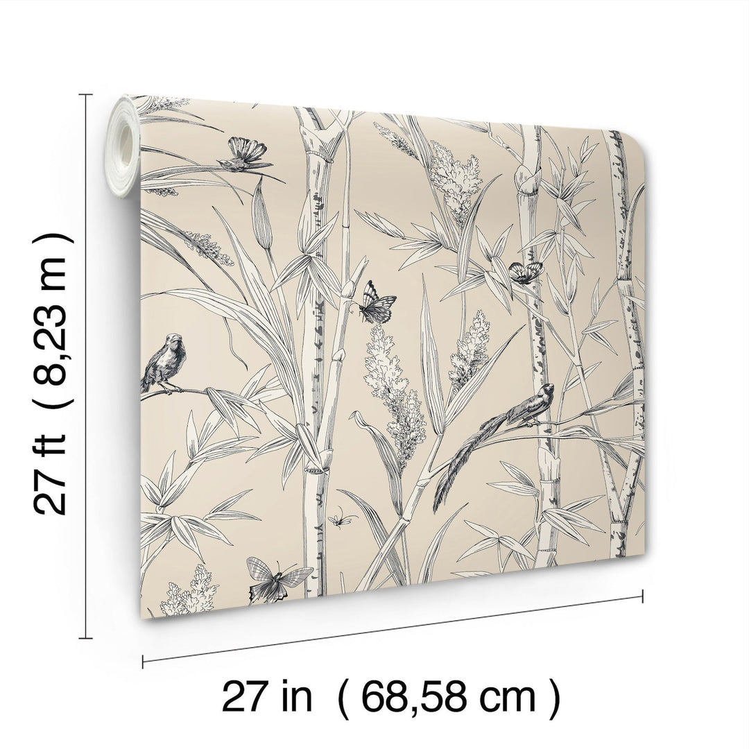 Bambou Toile Beige Wallpaper by York Wallcoverings Designer