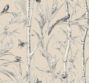 Bambou Toile Beige Wallpaper by York Wallcoverings