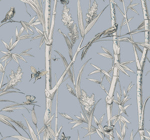 Bambou Toile Sky Blue Wallpaper by York Wallcoverings