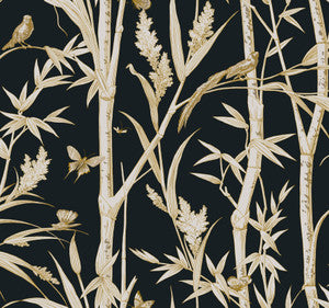 Bambou Toile Black Wallpaper by York Wallcoverings