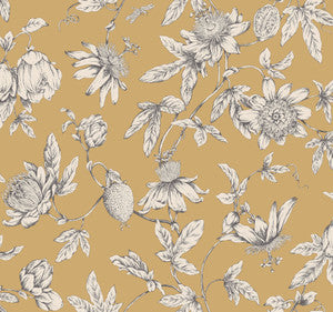 Passion Flower Toile Harvest Wallpaper by York Wallcoverings