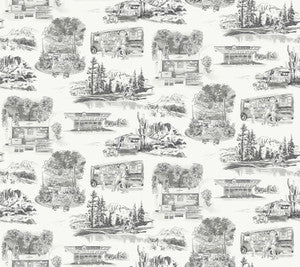 Modern Vista Toile Black Wallpaper by York Wallcoverings