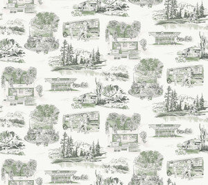 Modern Vista Toile Evergreen Wallpaper by York Wallcoverings