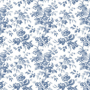 Anemone Toile Navy Wallpaper by York Wallcoverings