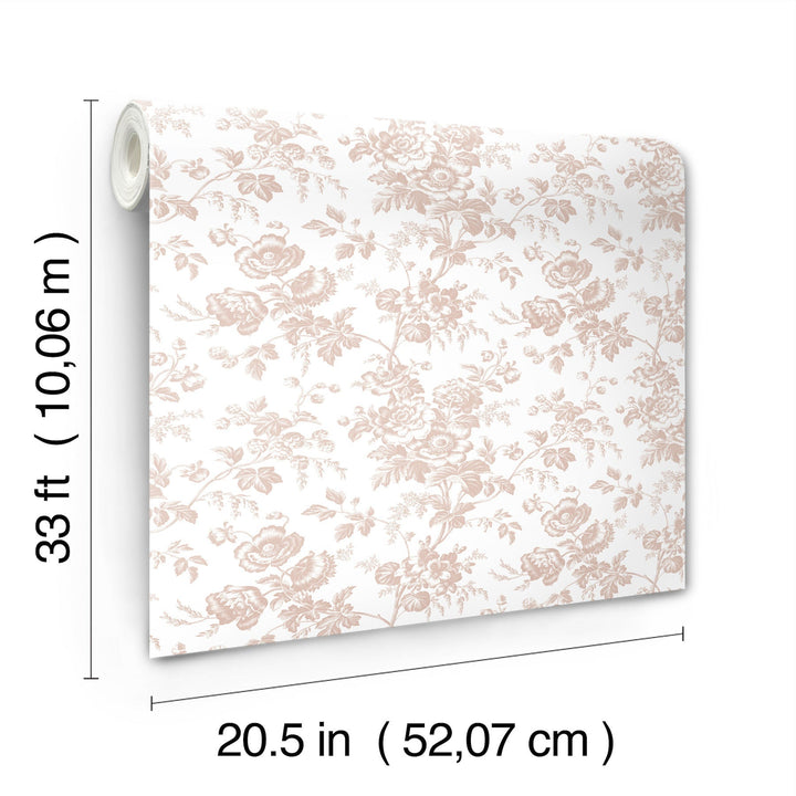 Anemone Toile Blush Wallpaper by York Wallcoverings Designer