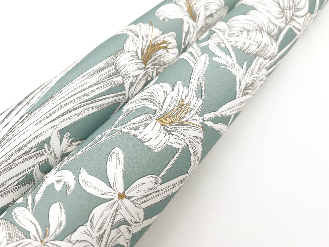 Orchid Conservatory Toile Seamist & Taupe Wallpaper by York Wallcoverings Designer