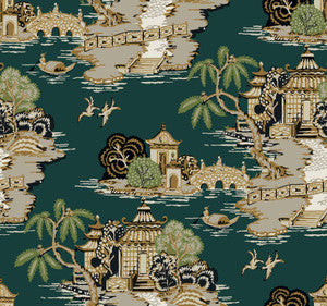 Pagoda And Sampan Scenic Forest Wallpaper by York Wallcoverings