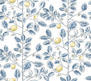 Limoncello Toile Blue Wallpaper by York Wallcoverings