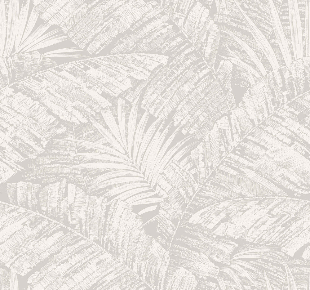 Palm Cove Toile White & Grey Wallpaper by York Wallcoverings Toile Resource Library Covers about 60.8 square feet 27-in by 27-ft long roll Unpasted 25.25 - Fabric Carolina -